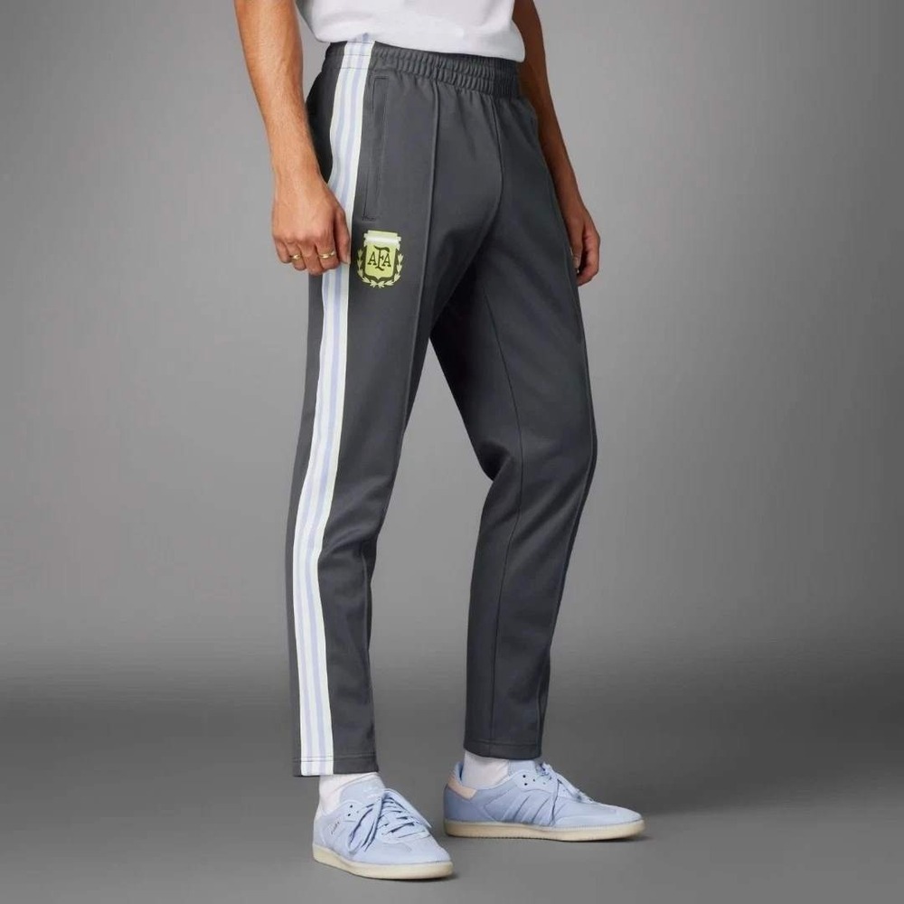 adidas Men’s Gray Track Pants with White Side Stripes